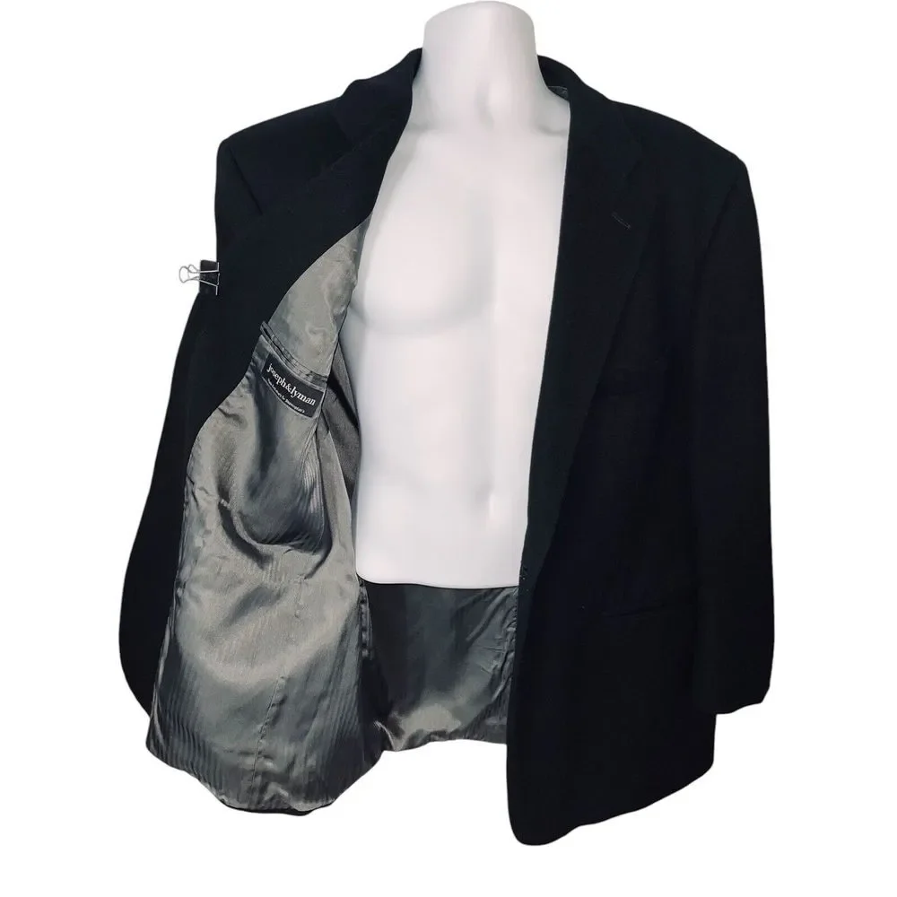 Joseph &‎ Lyman Mens 46 Reg Black Pure 100% Cashmere Sport Coat Blazer Jacket
